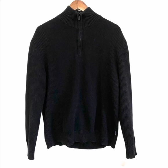 Calvin Klein Black 1/4 Zip Long Sleeve Sweater - Picture 1 of 8
